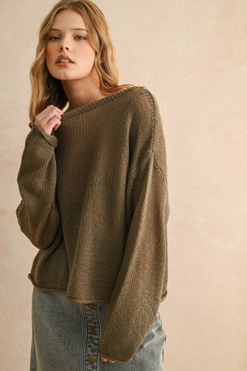 Olive Lightweight Knitted Top